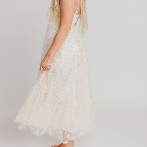 Butterfly Bustier Applique Midi Dress Cream - Picture 3 of 3